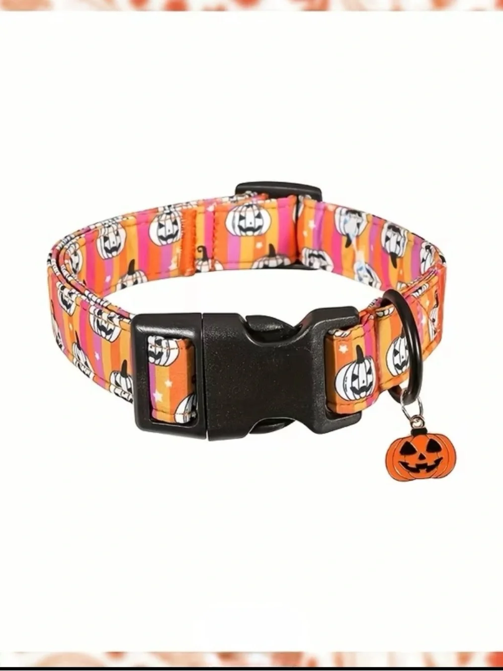 Halloween Pumpkin Dog Collar w/charm. Small, Medium or Large.